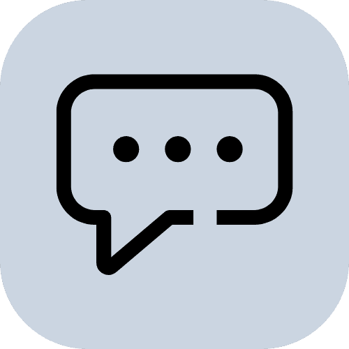 The chatrooms logo - a text bubble on a blue-grey background